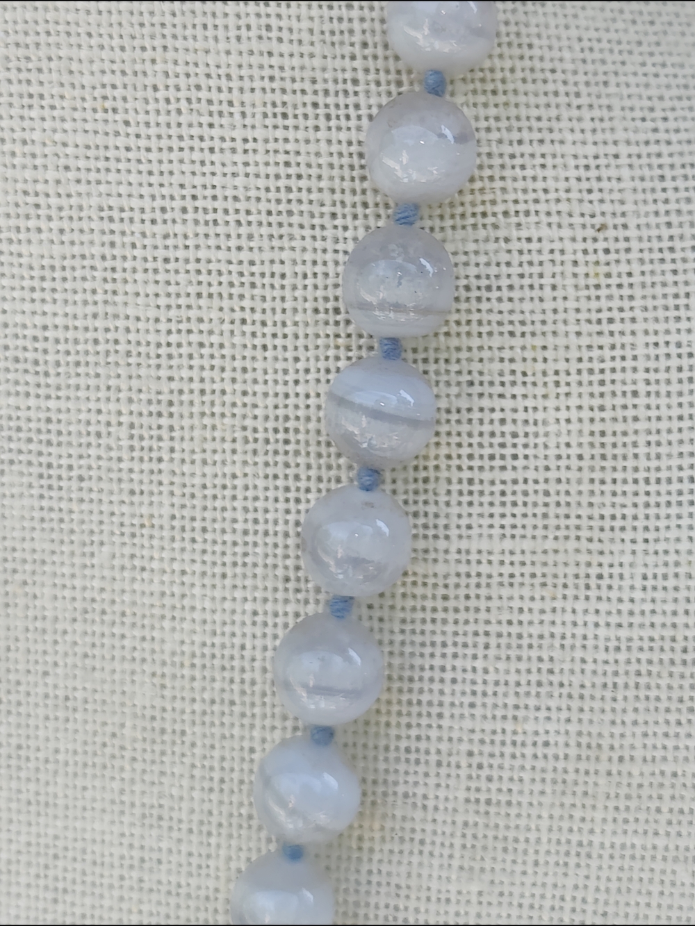 Vintage Blue Lace Agate Beaded Necklace - Light Blue - Picture 6 of 8